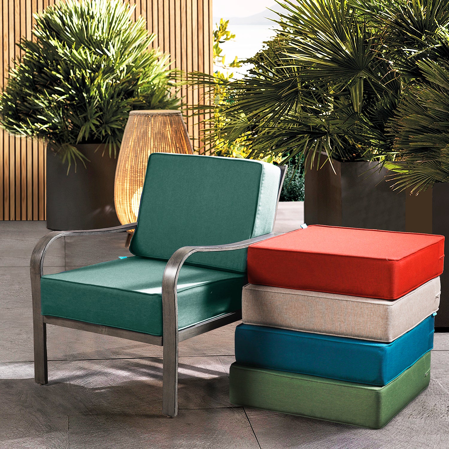 ARTPLAN Outdoor Cushions for Patio Furniture, 24x24x6" Thick Seat Cushion Set, Fade Resistant, Deep Seat Bottom and Back Cushion with Removable Cover