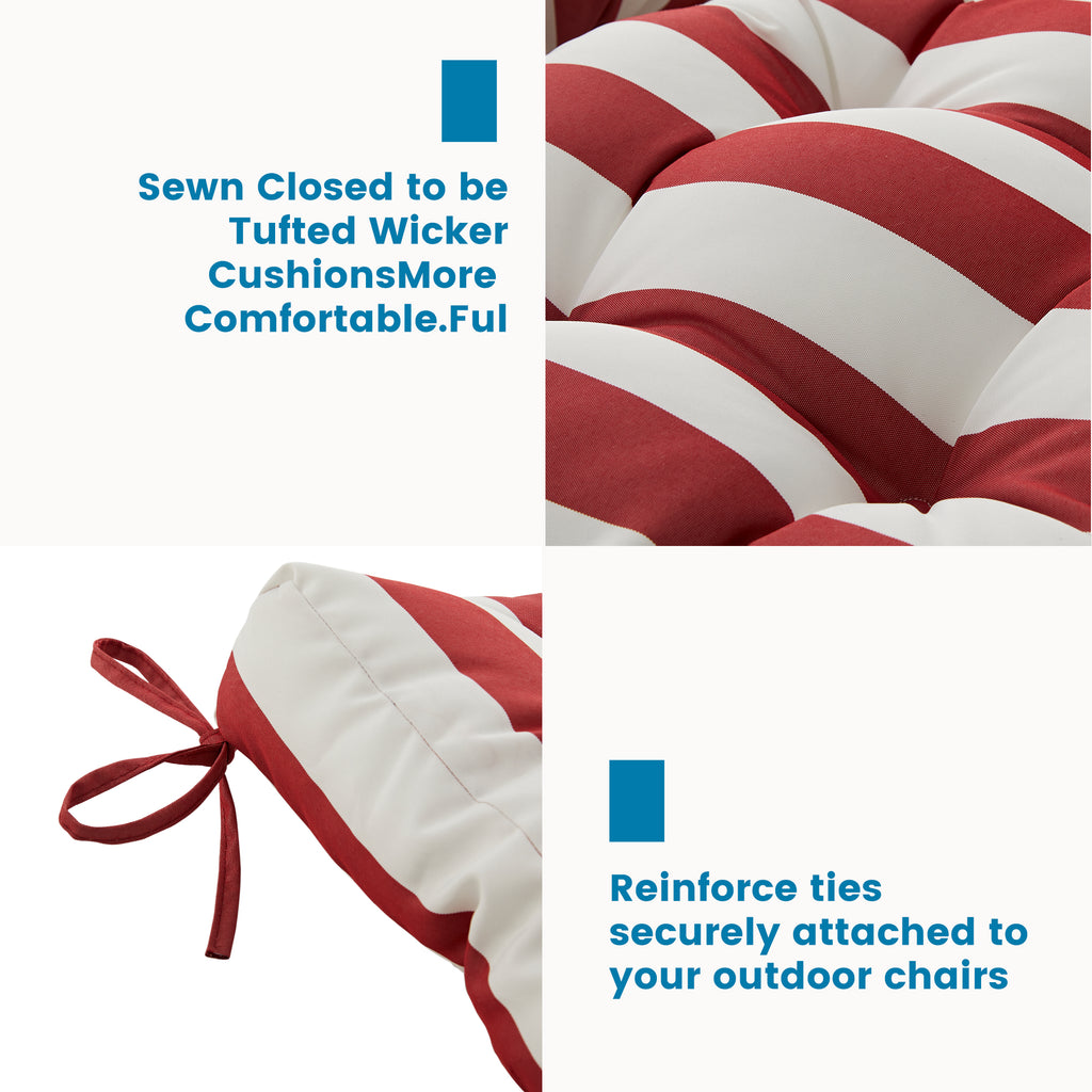 ARTPLAN Outdoor Chair Cushions,40"x20"x4",Low BackTufted Thick Outdoor Wicker Lawn Seat Cushion with Ties for Patio Furniture,Floral