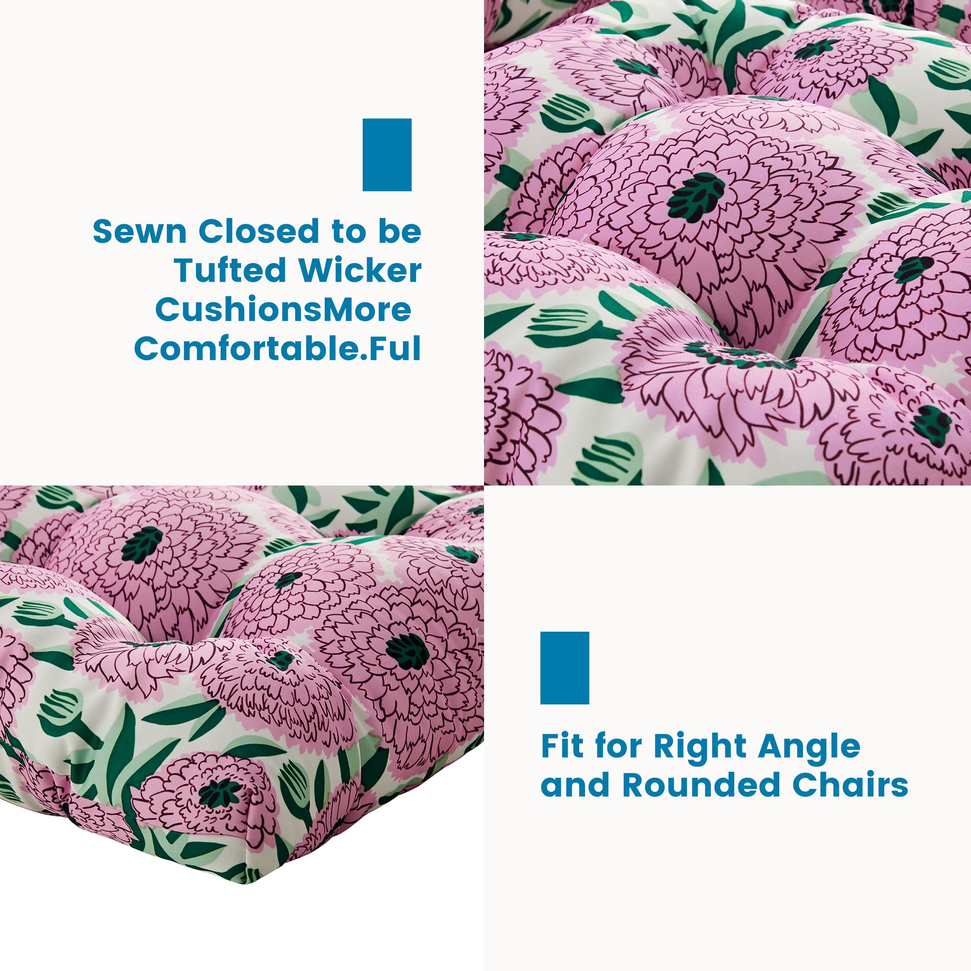 ARTPLAN Outdoor Chair Cushions,3 Piece Loveseat Outdoor Cushions Set,Tufted/Wicker Patio Cushion for Patio Furniture All Weather,44"x19"x5"