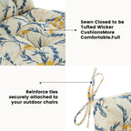 ARTPLAN Patio Chair Cushions Combined Seat and Back,Tufted Outdoor Swivel Chair Cushion with Tie,40"x20"x4",Floral