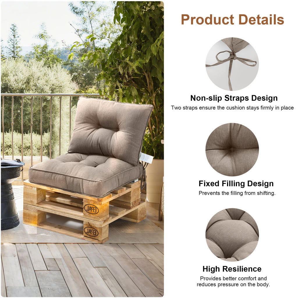 Outdoor Chair Cushions Set of 2, All-Weather Patio Furniture Cushions with High Resilience Foam, Indoor Outdoor Seat & Back Cushion for Patio, Garden, Sunroom