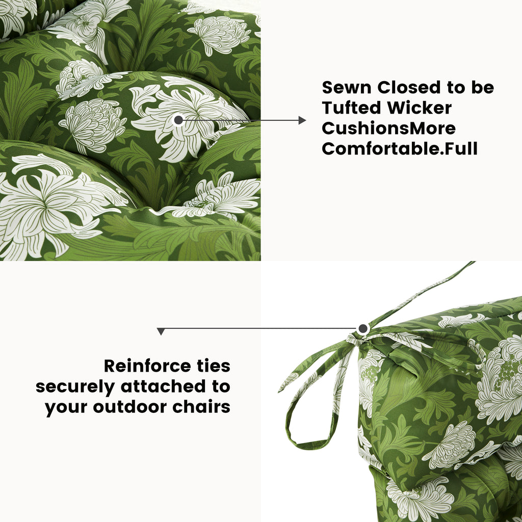 ARTPLAN Patio Chair Cushions Combined Seat and Back,Tufted Outdoor Swivel Chair Cushion with Tie,40"x20"x4"，Floral