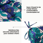 ARTPLAN Patio Chair Cushions Combined Seat and Back,Tufted Outdoor Swivel Chair Cushion with Tie,40"x20"x4",Floral