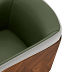 ARTPLAN Modern Dining Chair Faux Leather, Walnut Top Metal Legs Kitchen Seat，set of 1/set of 2