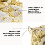 ARTPLAN Patio Chair Cushions Combined Seat and Back,Tufted Outdoor Swivel Chair Cushion with Tie,40"x20"x4"，Floral