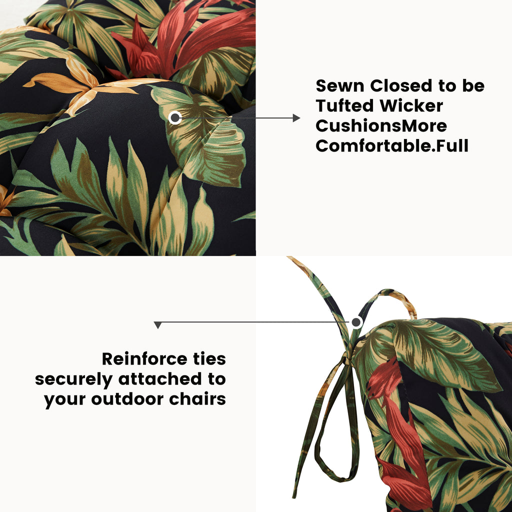 ARTPLAN Patio Chair Cushions Combined Seat and Back,Tufted Outdoor Swivel Chair Cushion with Tie,40"x20"x4",Floral