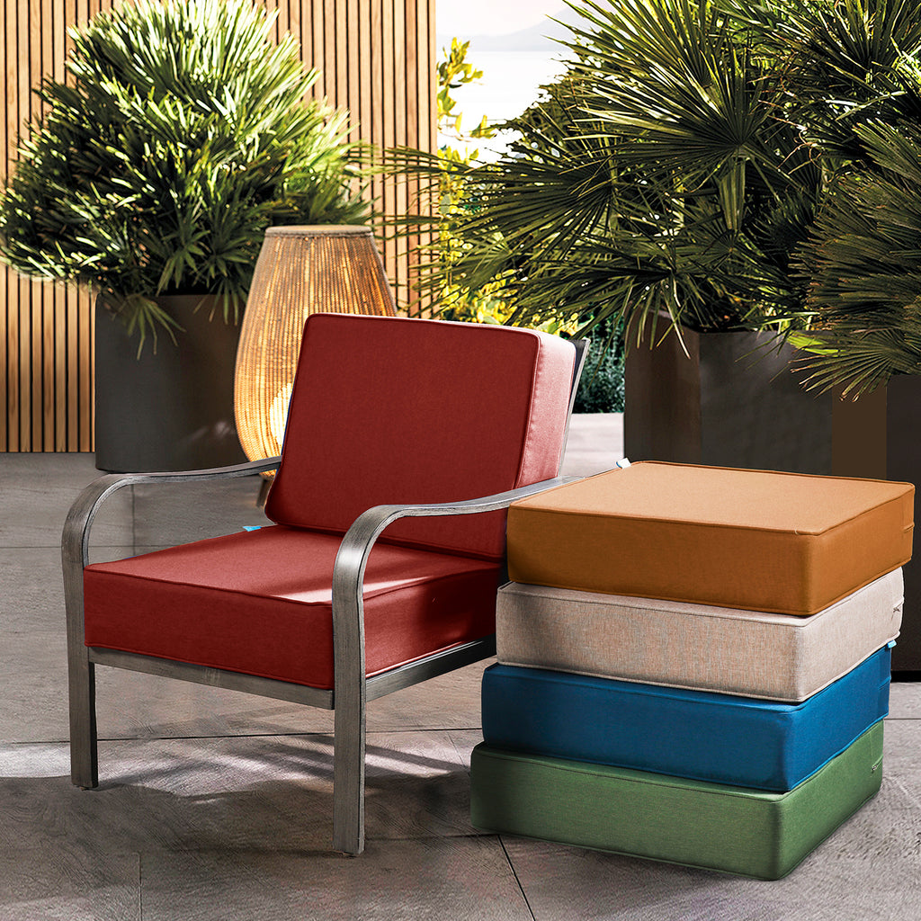 ARTPLAN Outdoor Cushions for Patio Furniture, 24x24x6" Thick Seat Cushion Set, Fade Resistant, Deep Seat Bottom and Back Cushion with Removable Cover