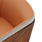 ARTPLAN Modern Dining Chair Faux Leather, Walnut Top Metal Legs Kitchen Seat，set of 1/set of 2