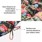 Swing Cushion Replacement for 2-3 Seater Outdoor Bench, 59" Patio Porch Swing Seat Cushion - Heavy-Duty Universal Fit Outdoor Furniture Cushions, Weather-Resistant