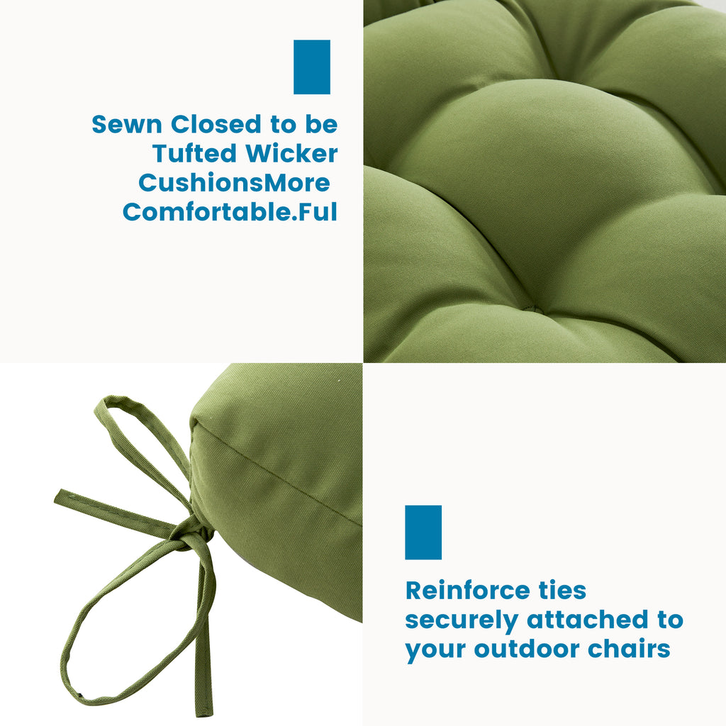 ARTPLAN Outdoor Chair Cushions,40"x20"x4",Low BackTufted Thick Outdoor Wicker Lawn Seat Cushion with Ties for Patio Furniture