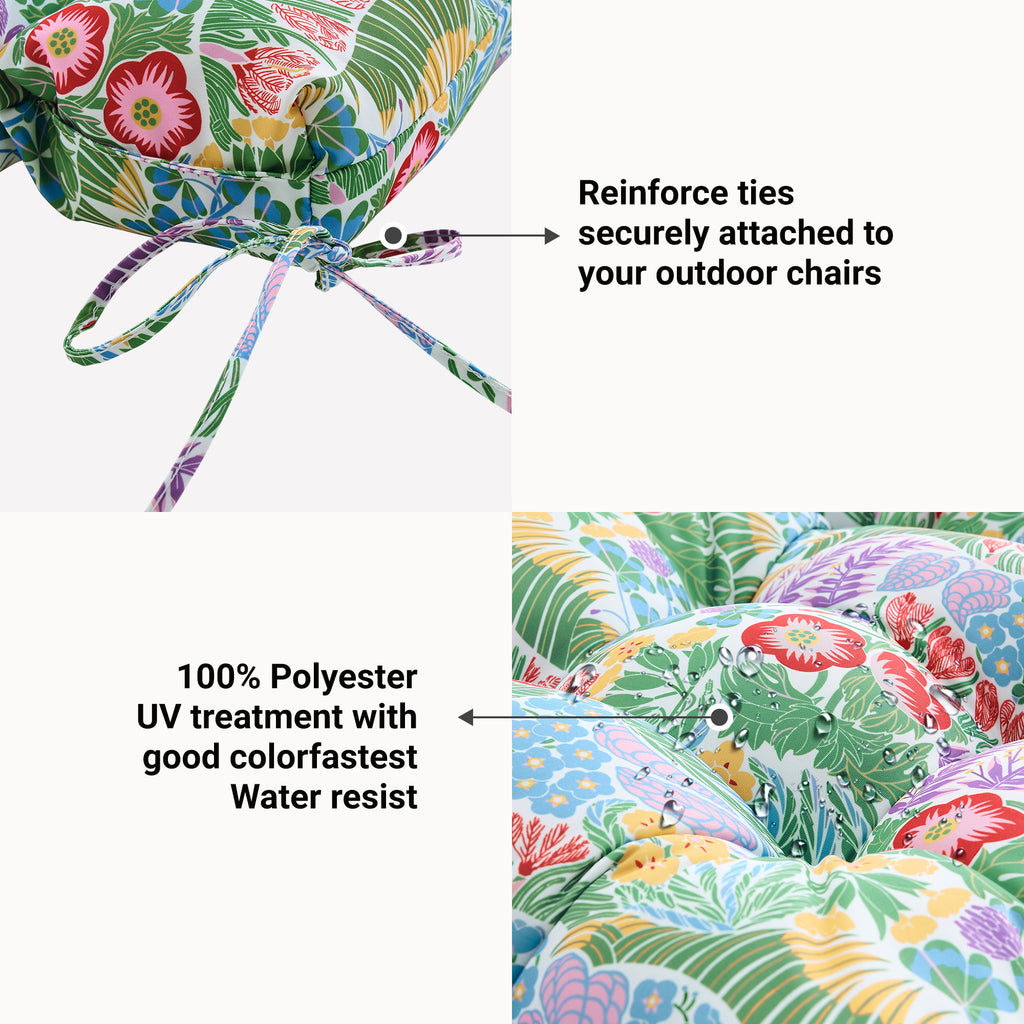 ARTPLAN Patio Chair Cushions Combined Seat and Back,Tufted Outdoor Swivel Chair Cushion with Tie,40"x20"x4"，Floral