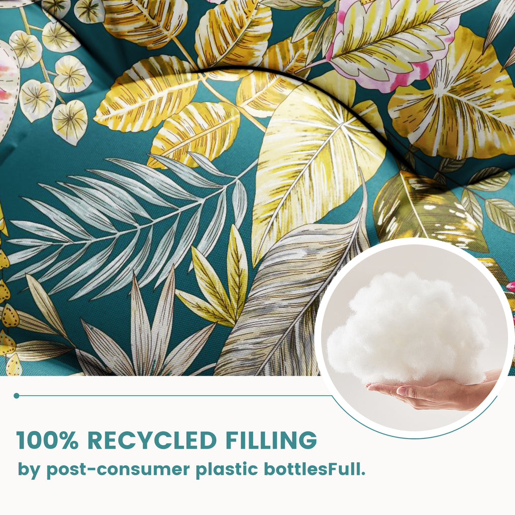 Floral High-Back Seat Cushion - Waterproof Outdoor Adirondack Chair Cushion for Patio Furniture with Tie, Vibrant Patterns, Premium Elastic Padding, Multi-Scenario Use