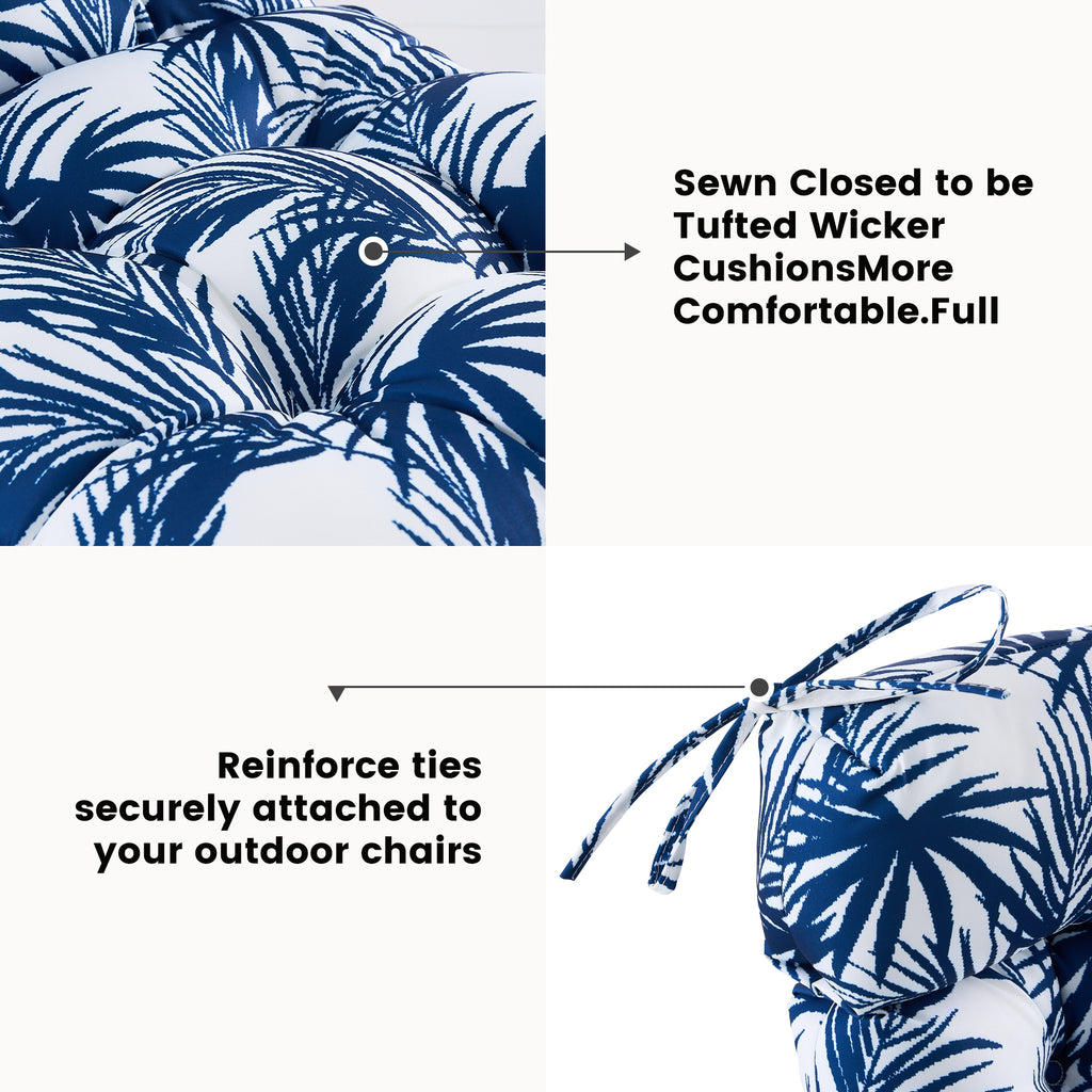 ARTPLAN Patio Chair Cushions Combined Seat and Back,Tufted Outdoor Swivel Chair Cushion with Tie,40"x20"x4"，Floral