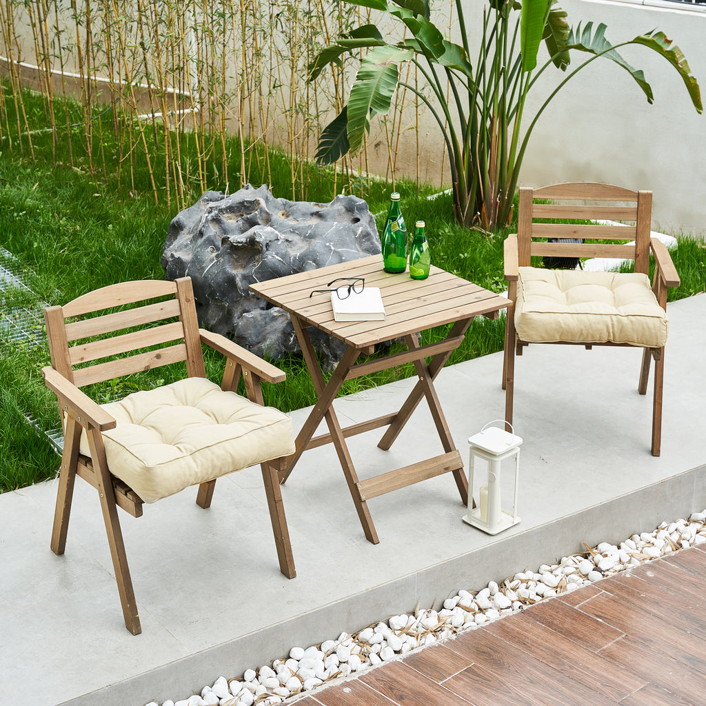 ARTPLAN Outdoor Seat Cushions,Pack of 2 Tufted  Patio Chair Pads 19x19x5 Inches Square Foam for Dining Chair