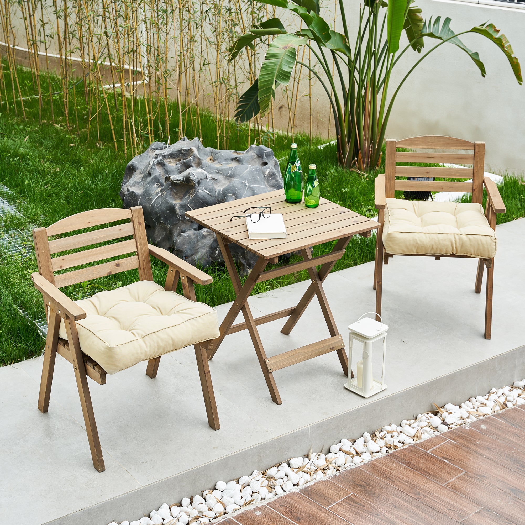ARTPLAN Outdoor Seat Cushions,Pack of 2 Tufted  Patio Chair Pads 19x19x5 Inches Square Foam for Dining Chair