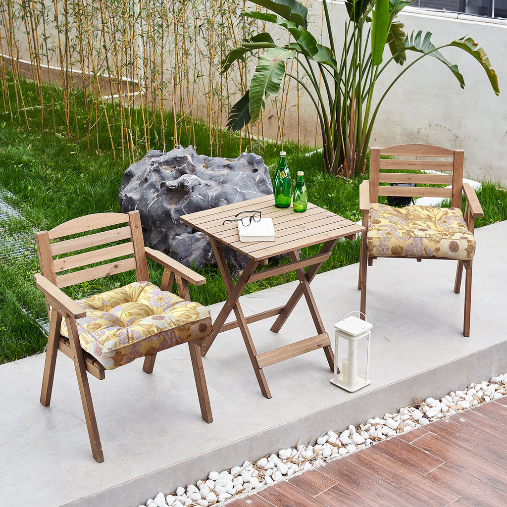 ARTPLAN Outdoor Seat Cushions,Pack of 2 Tufted  Patio Chair Pads 19x19x5 Inches Square Foam for Dining Chair