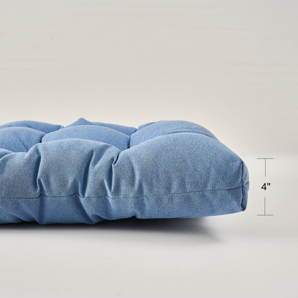 Artplan Outdoor Cushions Wicker Tufted Pillow with Back for Outdoor Furniture, Rocking Chair Cushion Premium Tufted Pads Set of Upper and Lower with Ties