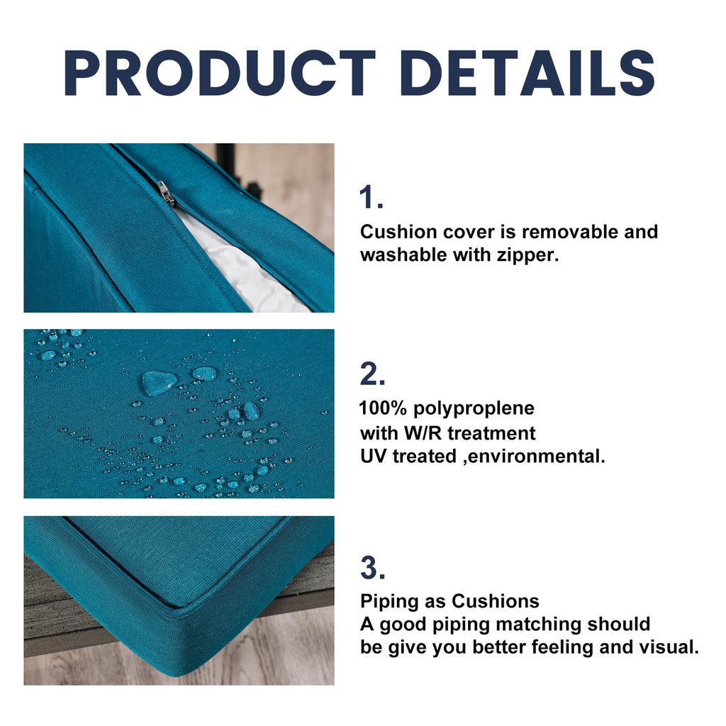 ARTPLAN Outdoor Cushions for Patio Furniture, 24x24x6" Thick Seat Cushion Set, Fade Resistant, Deep Seat Bottom and Back Cushion with Removable Cover