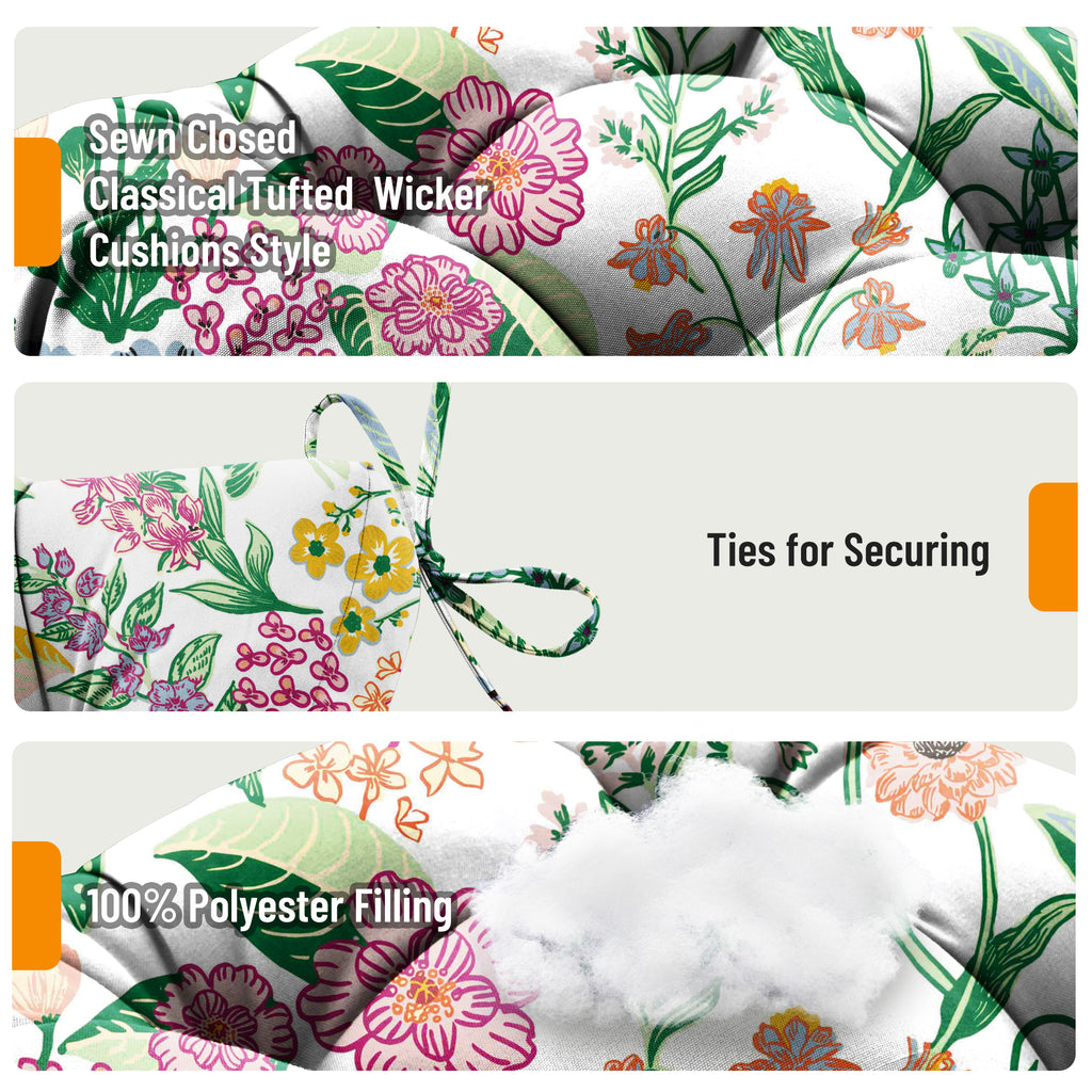 3 Pieces Outdoor Chair Cushions Set–Waterproof Tufted Cushions with Ties for Patio coversation, Loveseat & Bench, 44"x19"x5" UV-Resistant & Fade-Proof with Premium Polyester Filled