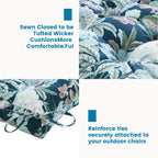 ARTPLAN Outdoor Chair Cushions,40"x20"x4",Low BackTufted Thick Outdoor Wicker Lawn Seat Cushion with Ties for Patio Furniture,Floral