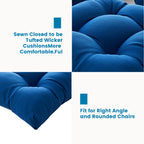 ARTPLAN Outdoor Chair Cushions,3 Piece Loveseat Outdoor Cushions Set,Tufted/Wicker Patio Cushion for Patio Furniture All Weather,44"x19"x5"