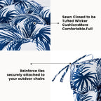 ARTPLAN Patio Chair Cushions Combined Seat and Back,Tufted Outdoor Swivel Chair Cushion with Tie,40"x20"x4"，Floral