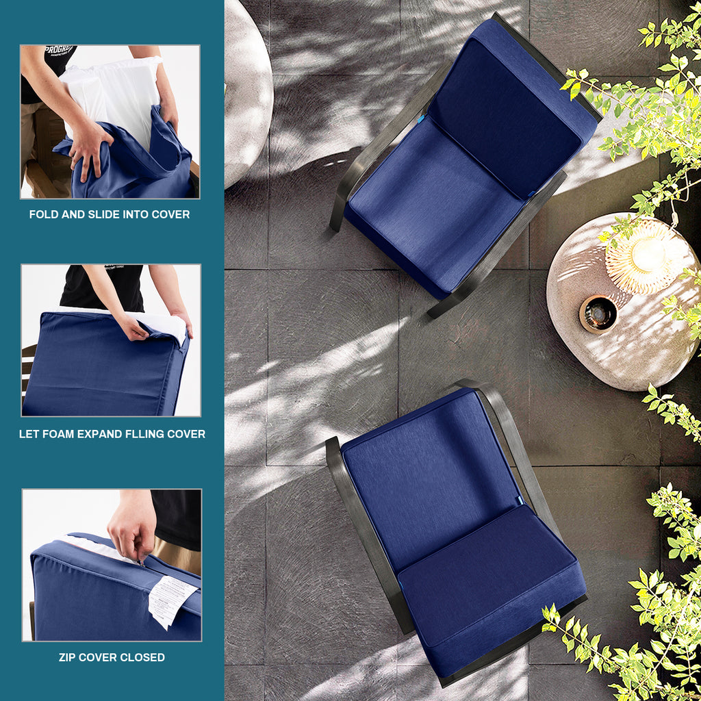 ARTPLAN Outdoor Deep Seat Slipcovers，Set of 2 24x24x6" 18x24 Olefin,Square Outdoor Cushion Cover, for Patio Funiture