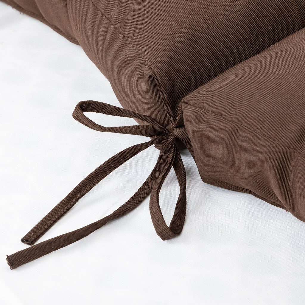 Artplan Outdoor Cushions Wicker Tufted Pillow with Back for Outdoor Furniture, Rocking Chair Cushion Premium Tufted Pads Set of Upper and Lower with Ties
