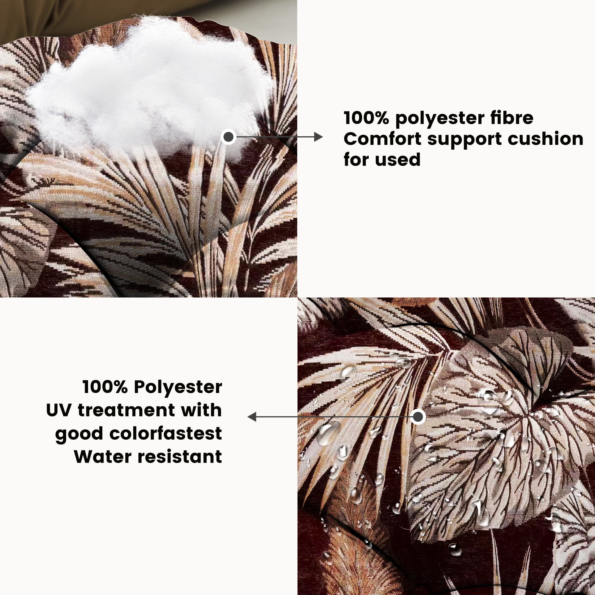 ARTPLAN Outdoor Cushions for Settee,Wicker Loveseat Cushions with Tie,Tufted Patio Cushions 2 U-Shaped Set of 5 Piece,L44xW19,Floral,