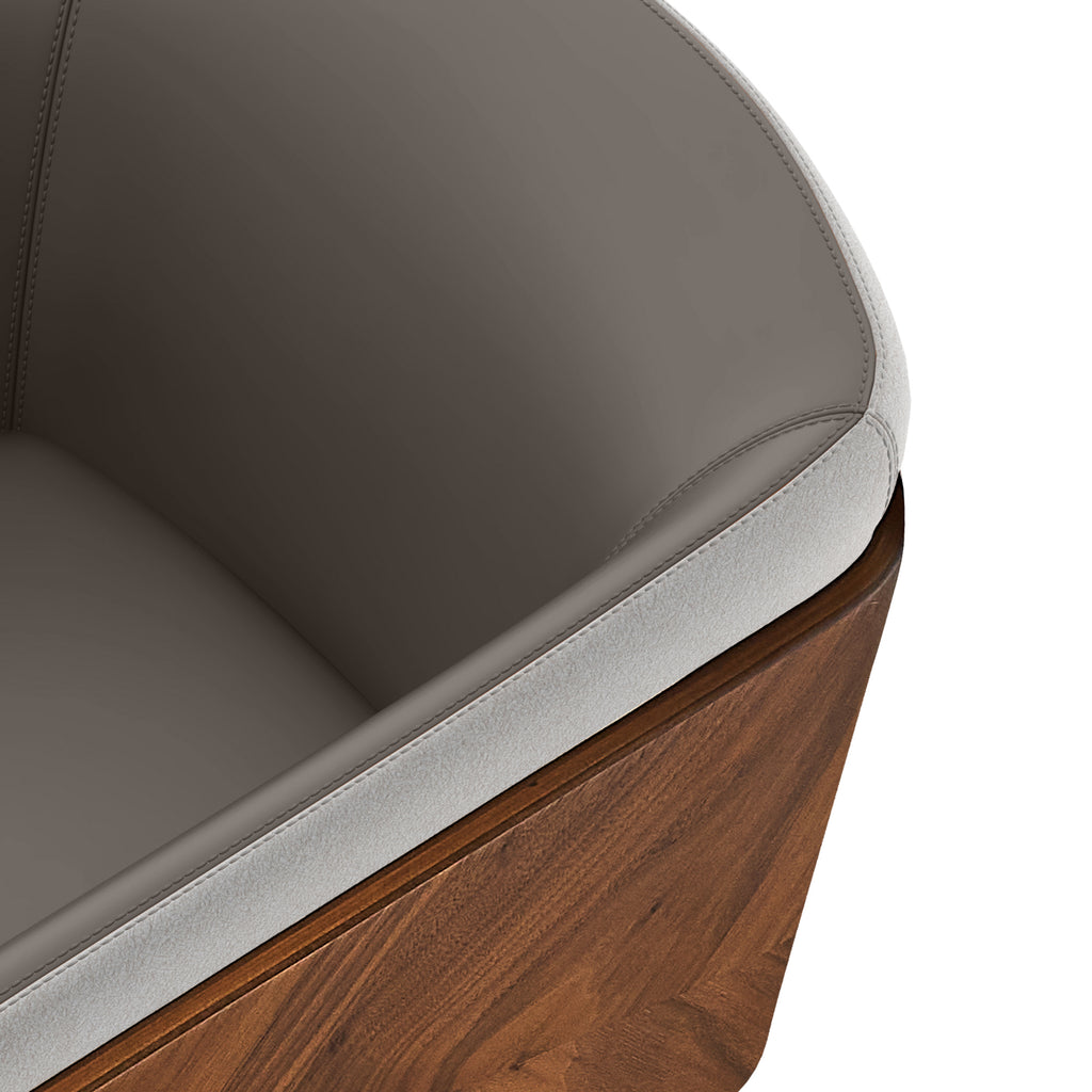 ARTPLAN Modern Dining Chair Faux Leather, Walnut Top Metal Legs Kitchen Seat，set of 1/set of 2