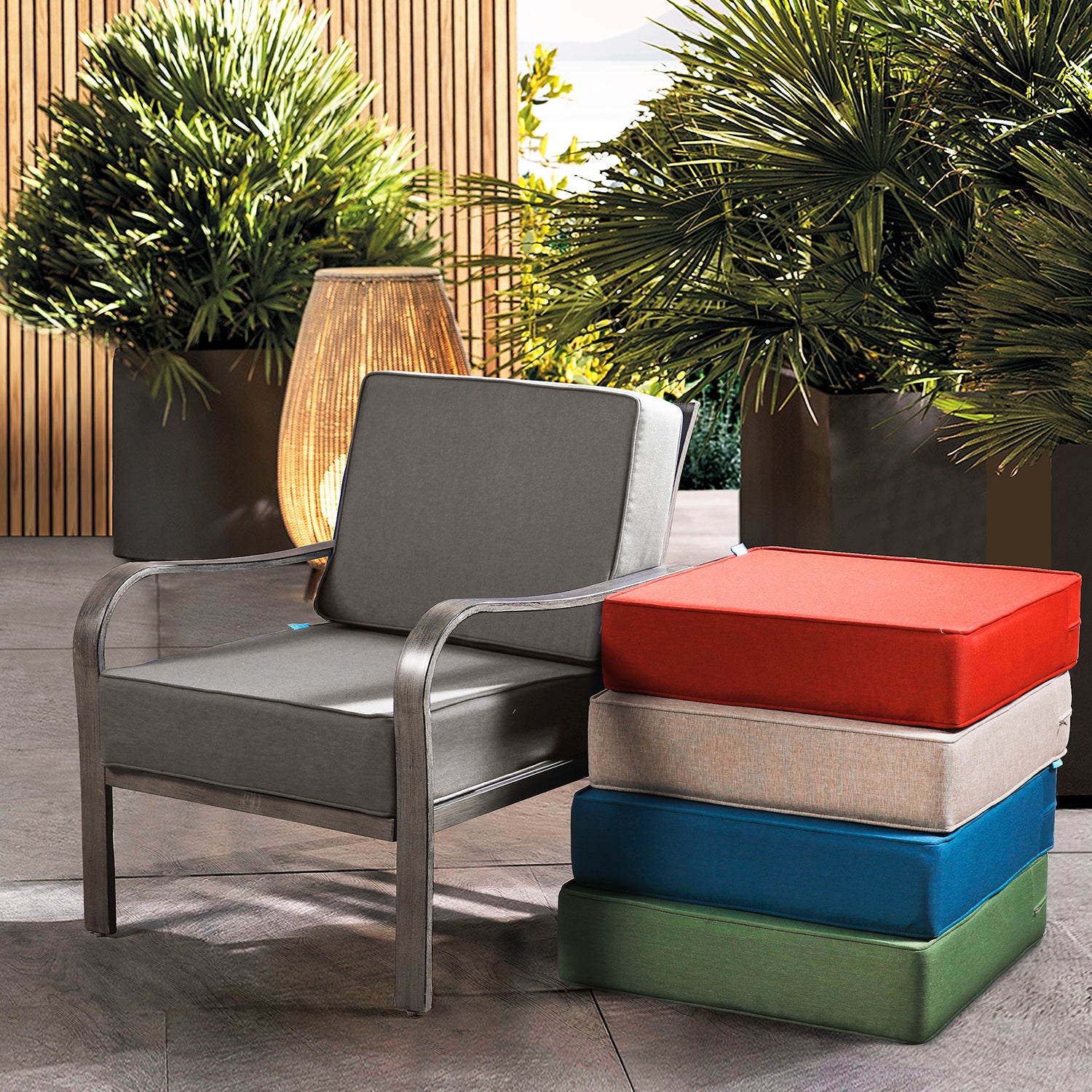 ARTPLAN Outdoor Cushions for Patio Furniture, 24x24x6" Thick Seat Cushion Set, Fade Resistant, Deep Seat Bottom and Back Cushion with Removable Cover
