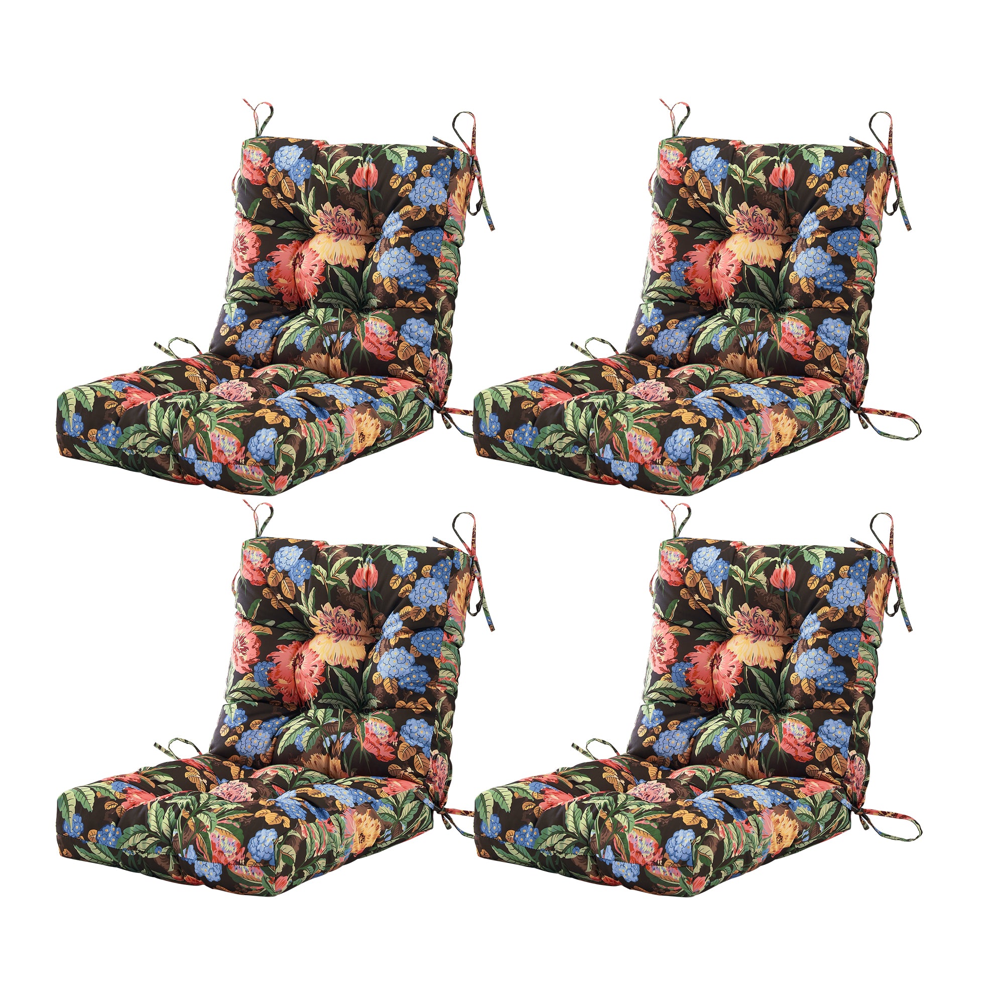 ARTPLAN Outdoor Chair Cushions,40"x20"x4",Low BackTufted Thick Outdoor Wicker Lawn Seat Cushion with Ties for Patio Furniture,Floral