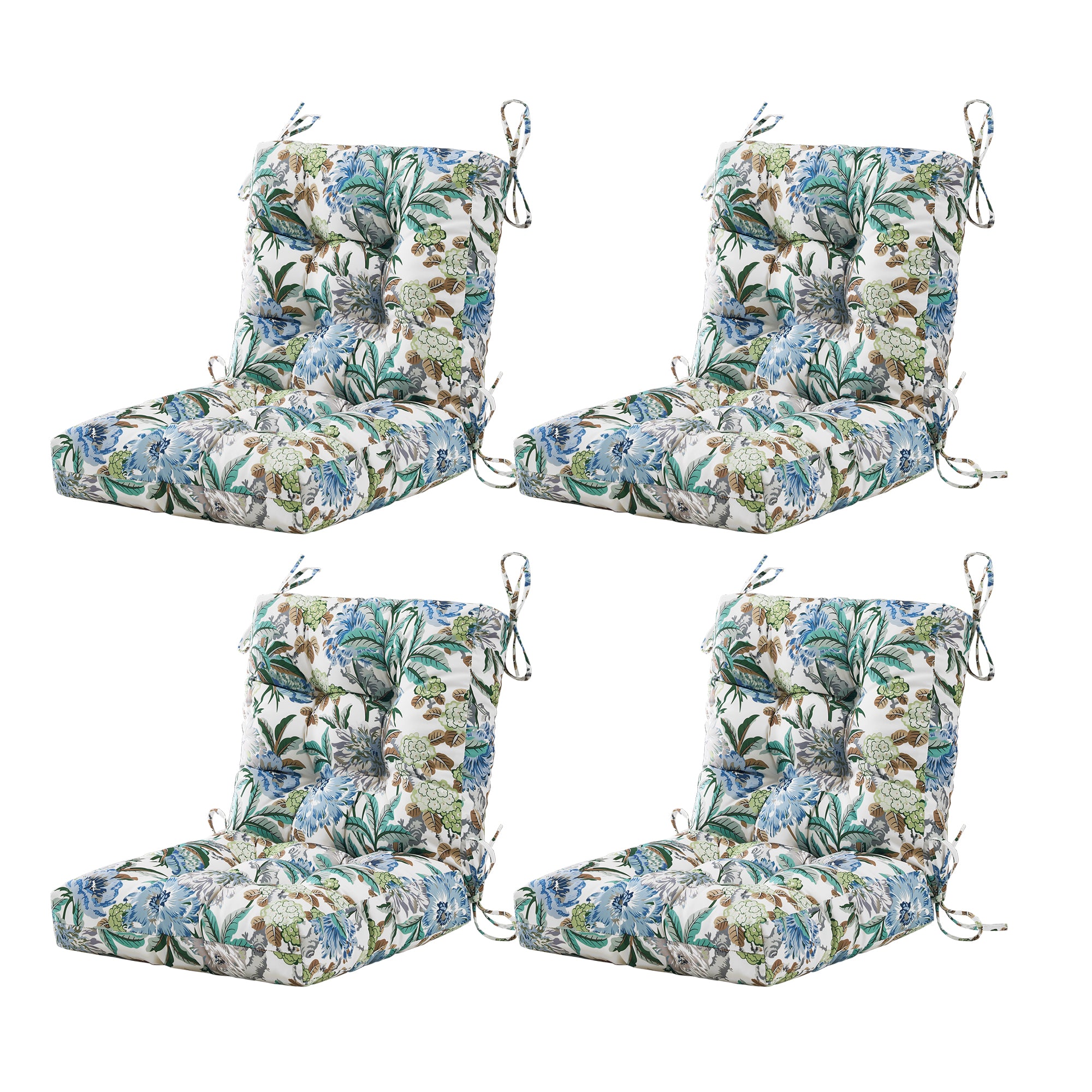 ARTPLAN Outdoor Chair Cushions,40"x20"x4",Low BackTufted Thick Outdoor Wicker Lawn Seat Cushion with Ties for Patio Furniture,Floral