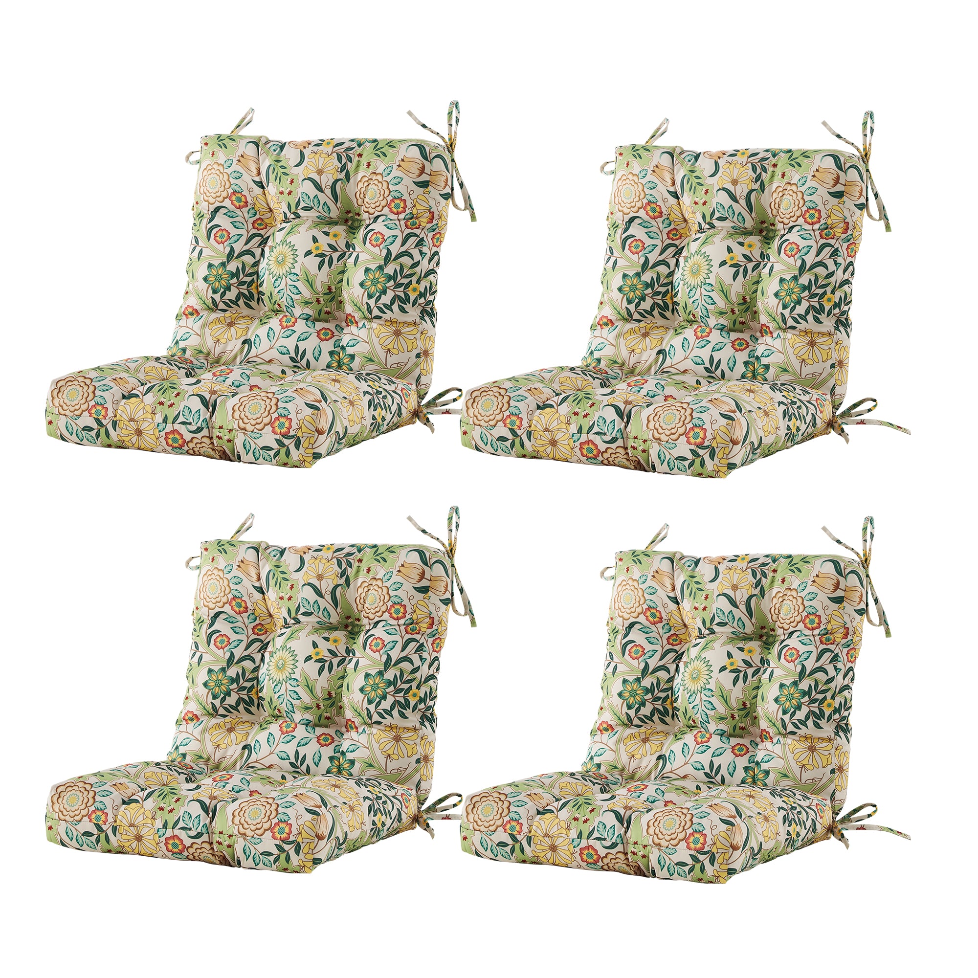 ARTPLAN Outdoor Chair Cushions,40"x20"x4",Low BackTufted Thick Outdoor Wicker Lawn Seat Cushion with Ties for Patio Furniture,Floral