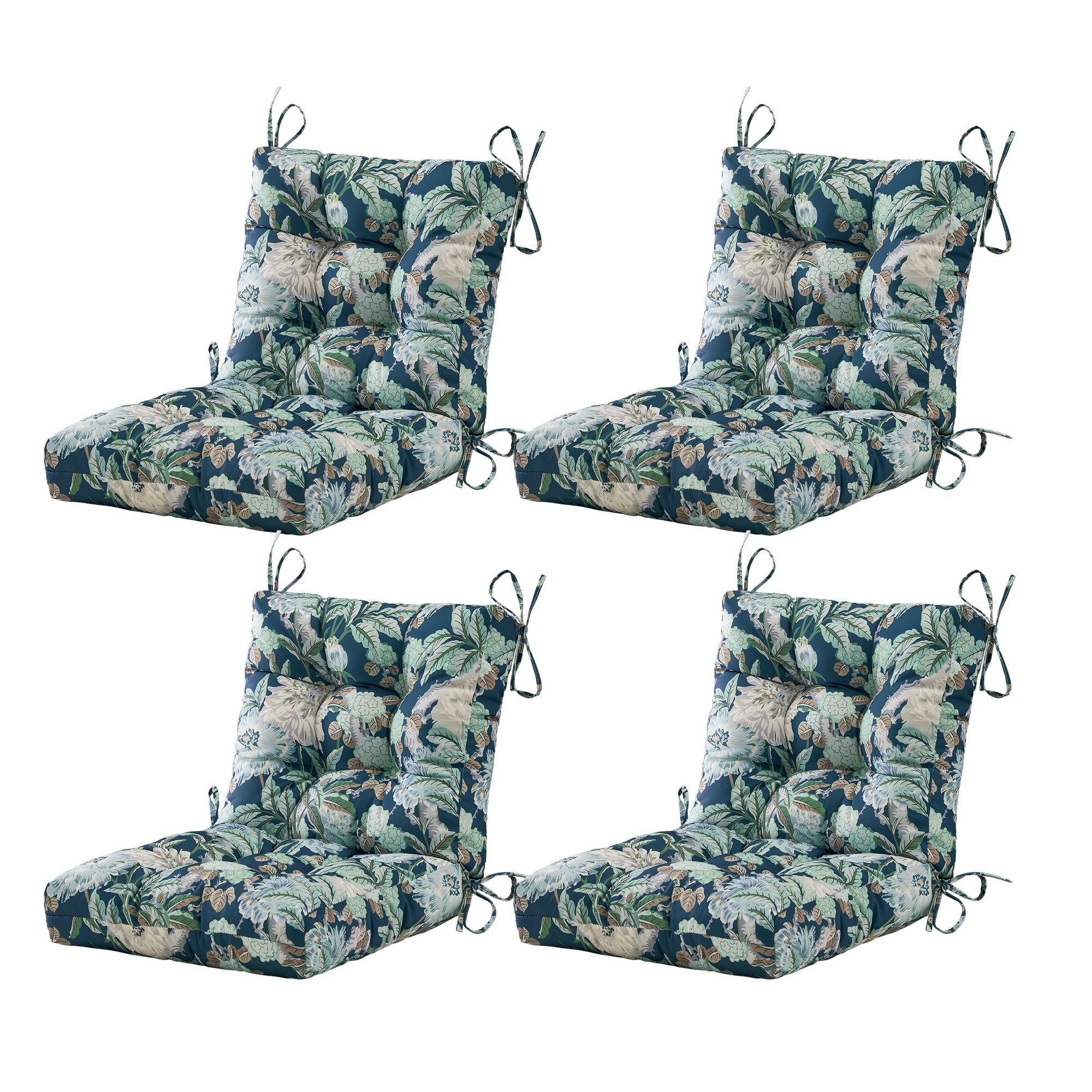 ARTPLAN Outdoor Chair Cushions,40"x20"x4",Low BackTufted Thick Outdoor Wicker Lawn Seat Cushion with Ties for Patio Furniture,Floral