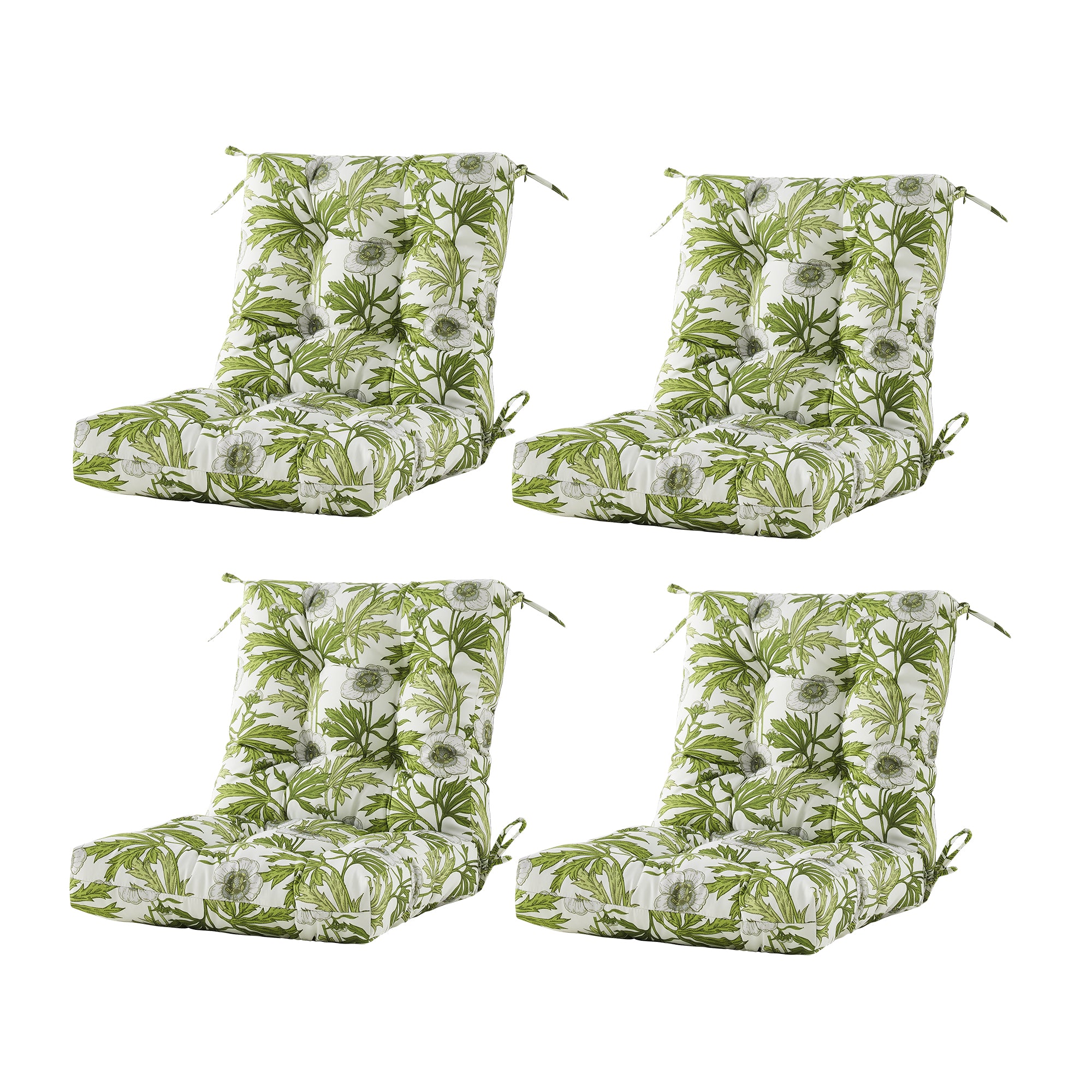 ARTPLAN Outdoor Chair Cushions,40"x20"x4",Low BackTufted Thick Outdoor Wicker Lawn Seat Cushion with Ties for Patio Furniture,Floral