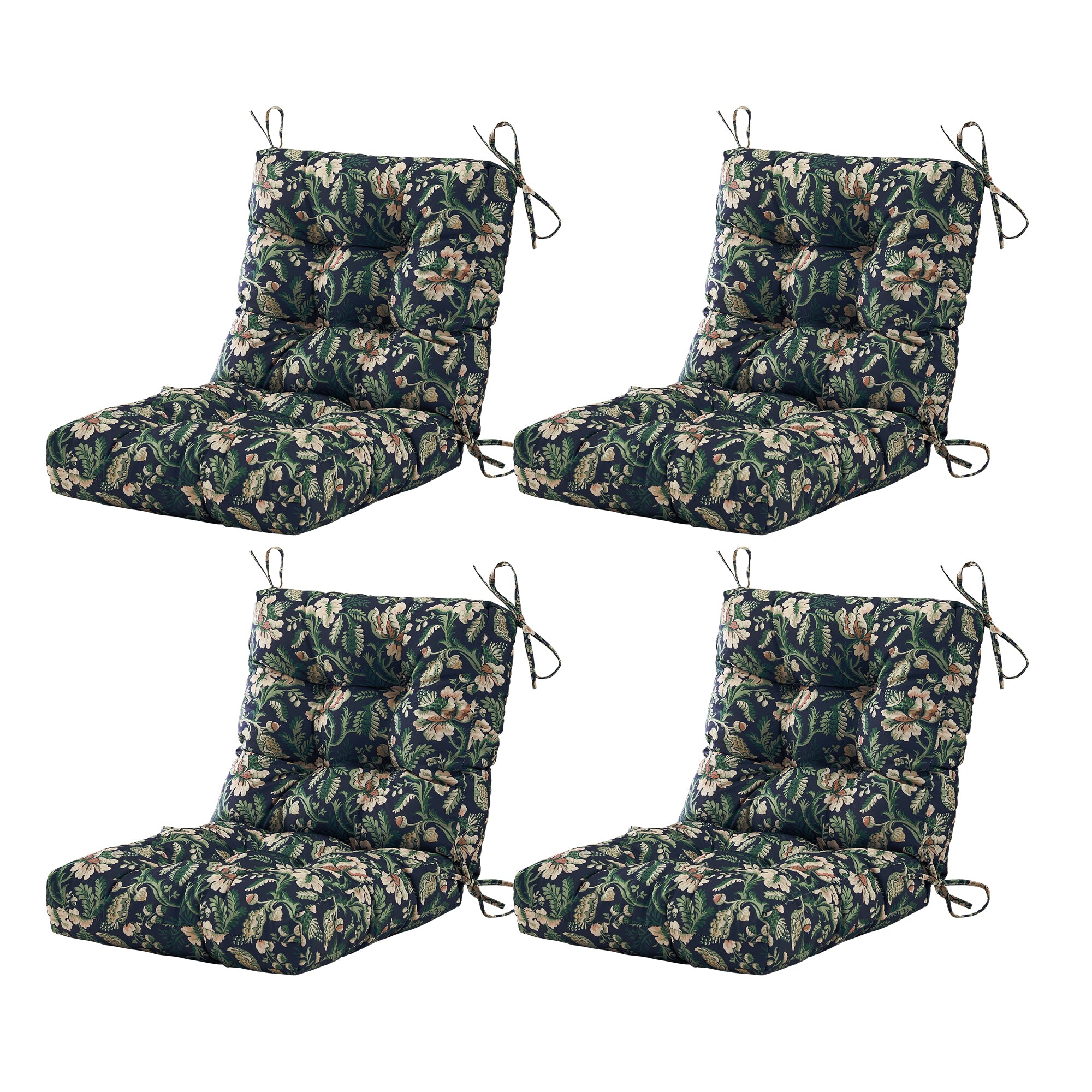 ARTPLAN Outdoor Chair Cushions,40"x20"x4",Low BackTufted Thick Outdoor Wicker Lawn Seat Cushion with Ties for Patio Furniture,Floral