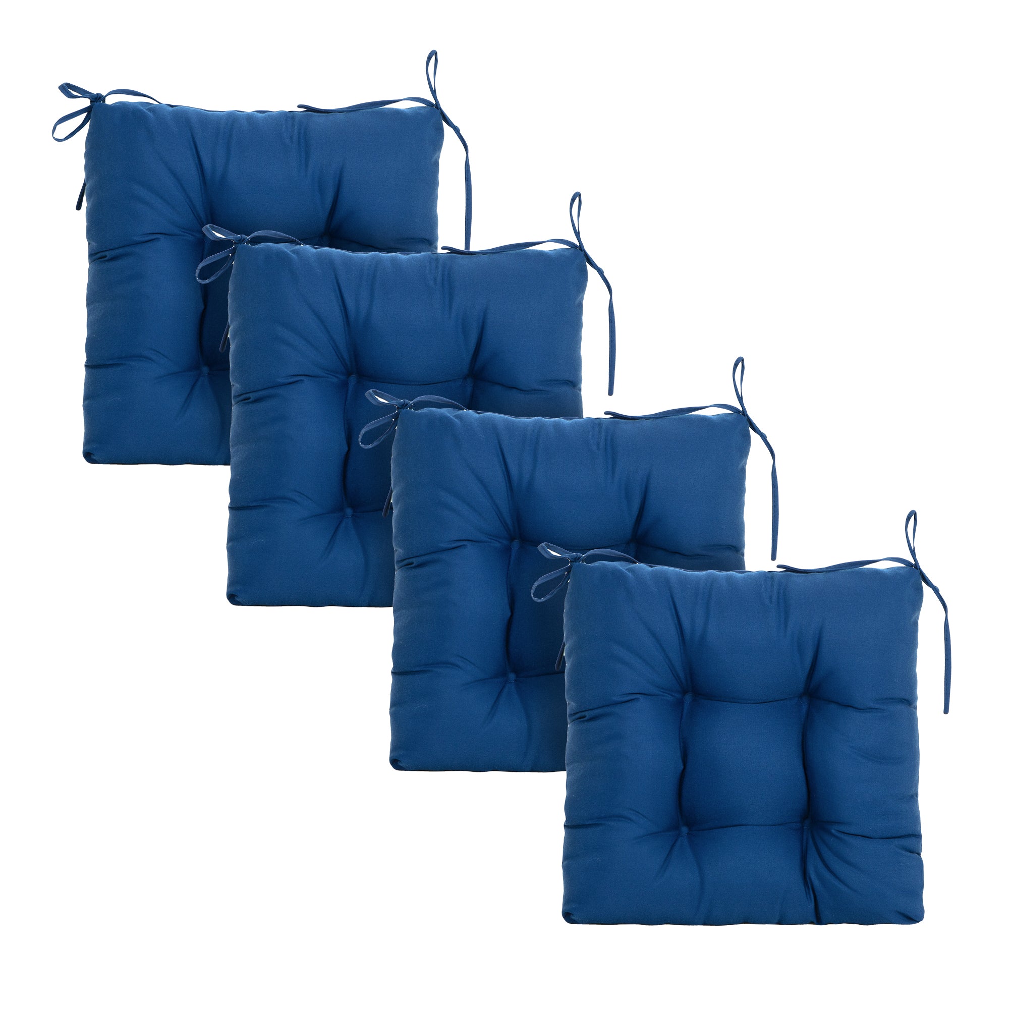 ARTPLANT Outdoor Dinning Seat Pads Cushions with Tie 19"x19"x4",Square Wicker Outdoor Tufted Chair Cushion,Set of 2