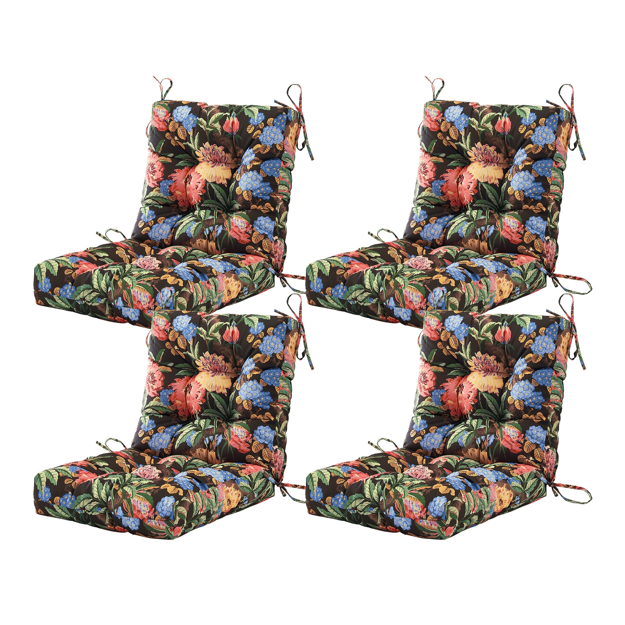 ARTPLAN Patio Chair Cushions Combined Seat and Back,Tufted Outdoor Swivel Chair Cushion with Tie,40"x20"x4",Floral