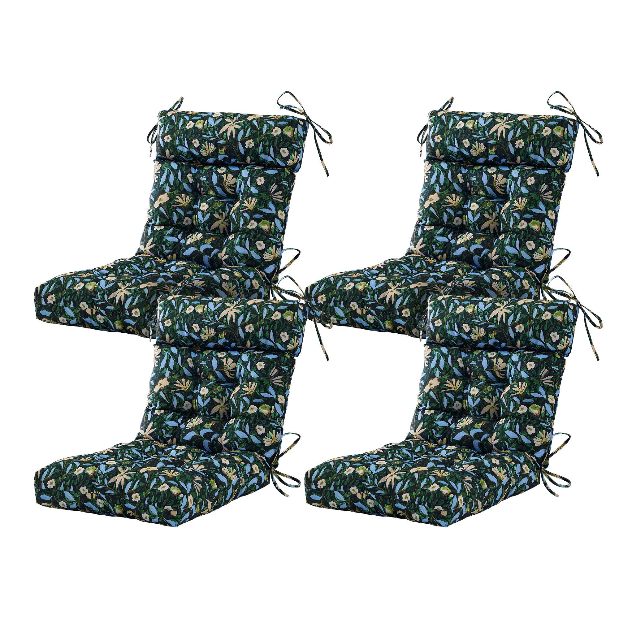 ARTPLAN Patio Chair Cushions Combined Seat and Back,Tufted Outdoor Swivel Chair Cushion with Tie,40"x20"x4"，Floral