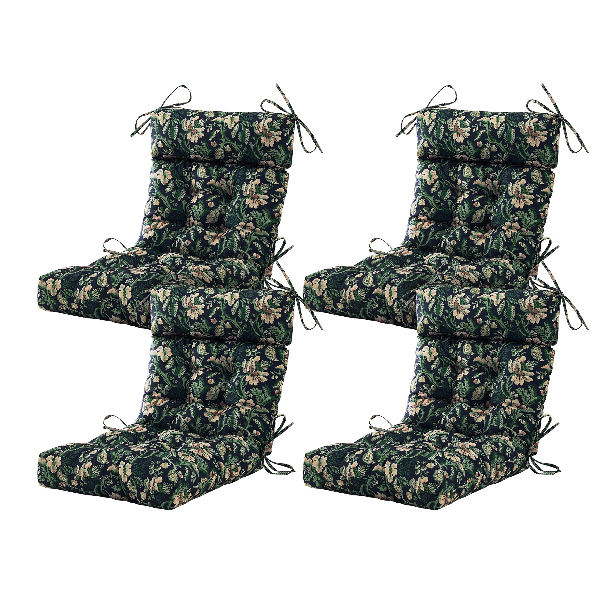 ARTPLAN Patio Chair Cushions Combined Seat and Back,Tufted Outdoor Swivel Chair Cushion with Tie,40"x20"x4"，Floral