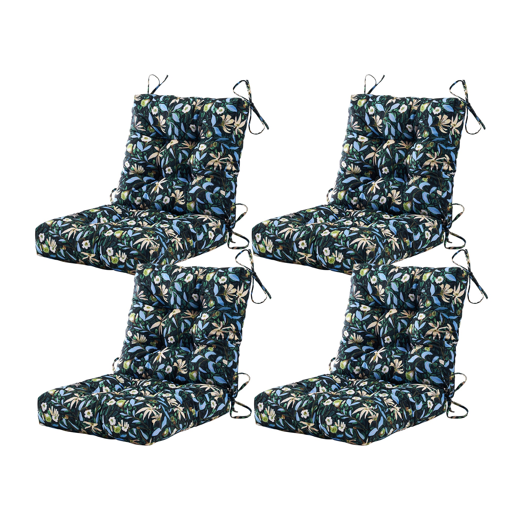 ARTPLAN Patio Chair Cushions Combined Seat and Back,Tufted Outdoor Swivel Chair Cushion with Tie,40"x20"x4",Floral