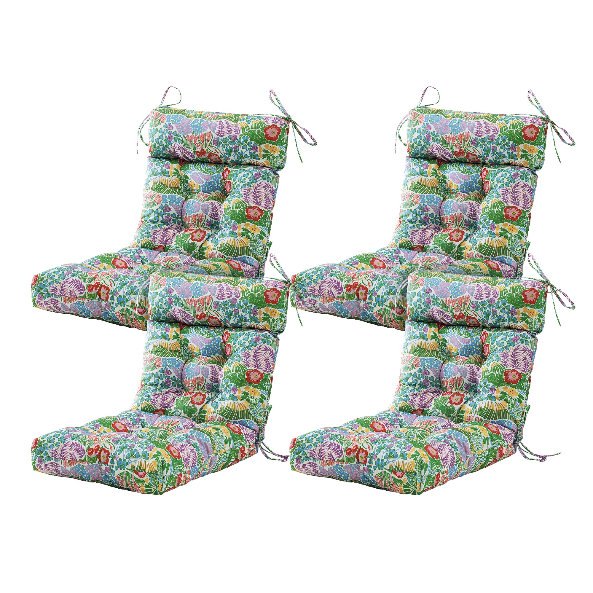 ARTPLAN Patio Chair Cushions Combined Seat and Back,Tufted Outdoor Swivel Chair Cushion with Tie,40"x20"x4"，Floral