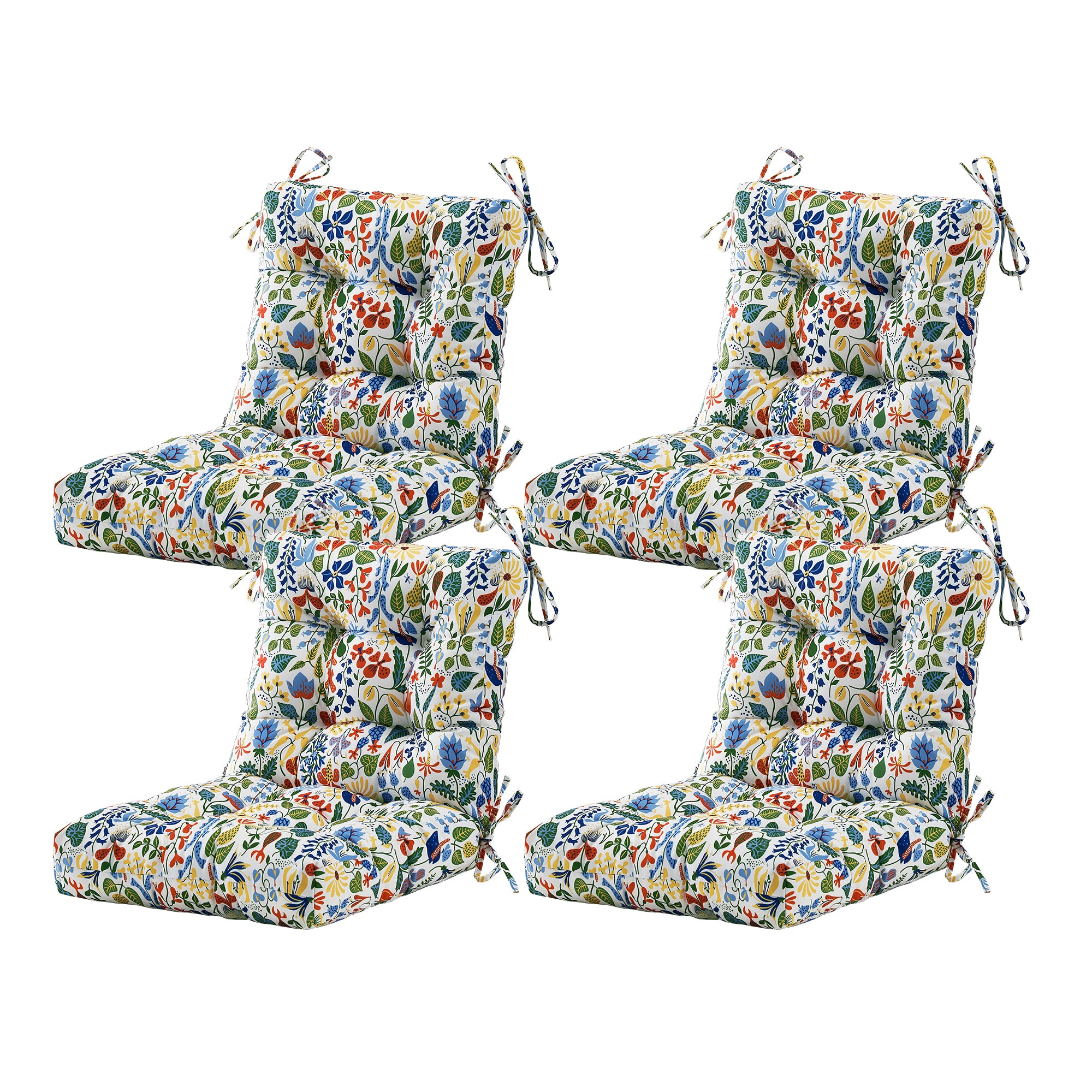 ARTPLAN Patio Chair Cushions Combined Seat and Back,Tufted Outdoor Swivel Chair Cushion with Tie,40"x20"x4",Floral