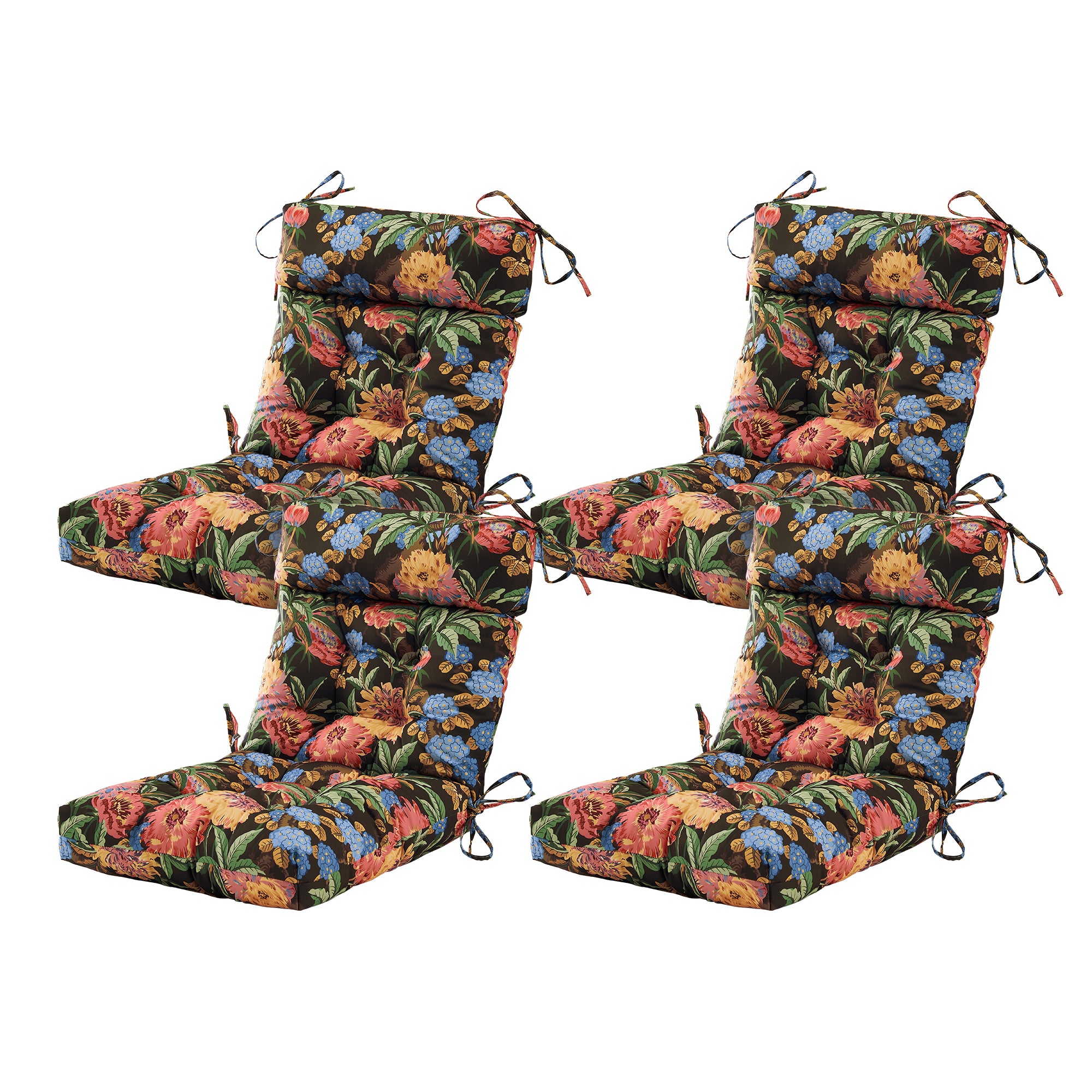 ARTPLAN Patio Chair Cushions Combined Seat and Back,Tufted Outdoor Swivel Chair Cushion with Tie,40"x20"x4"，Floral