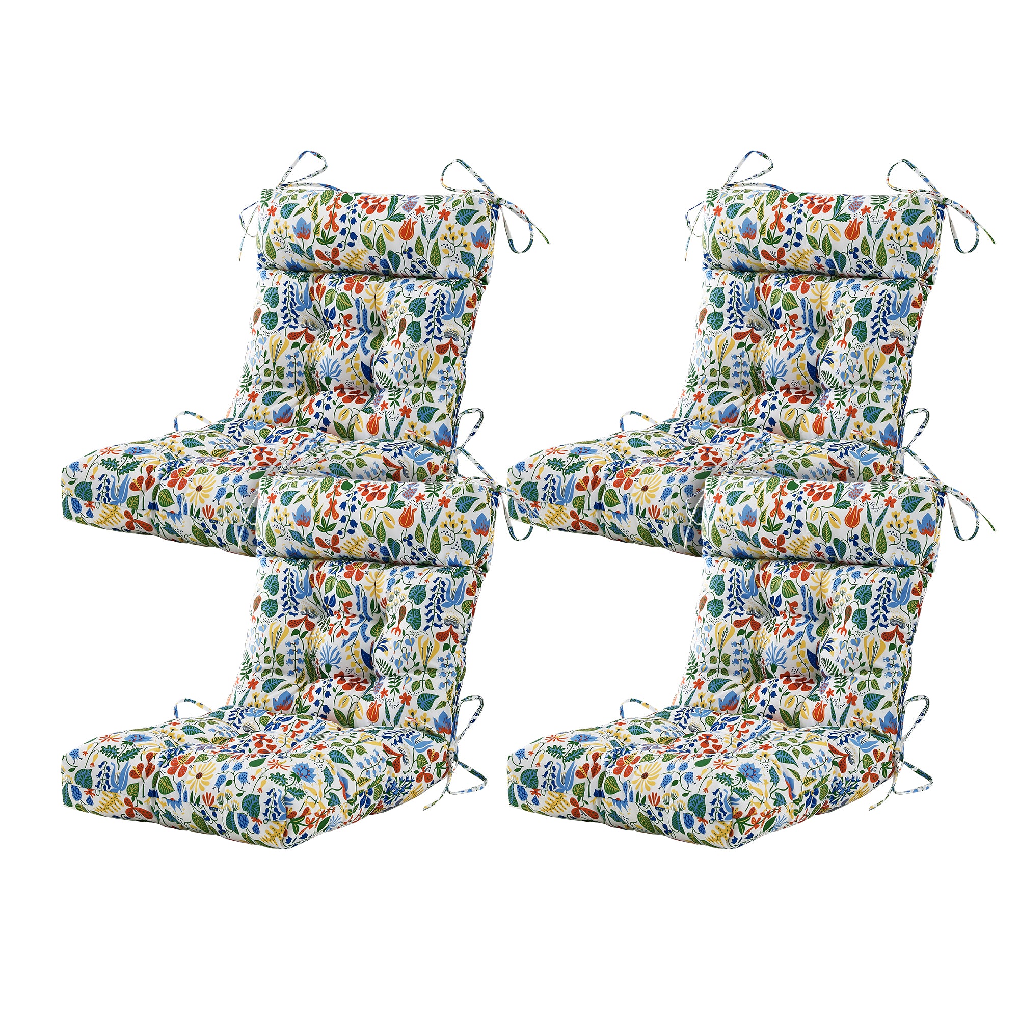 ARTPLAN Patio Chair Cushions Combined Seat and Back,Tufted Outdoor Swivel Chair Cushion with Tie,40"x20"x4"，Floral