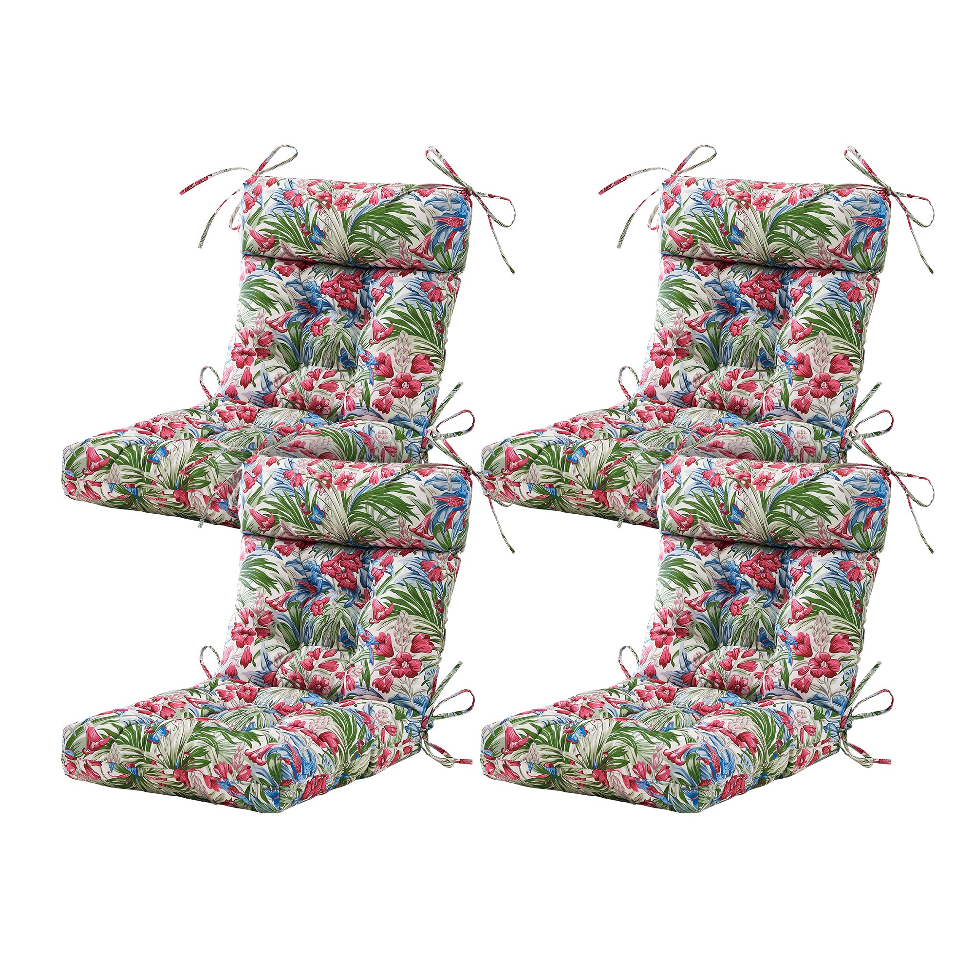 ARTPLAN Patio Chair Cushions Combined Seat and Back,Tufted Outdoor Swivel Chair Cushion with Tie,40"x20"x4"，Floral