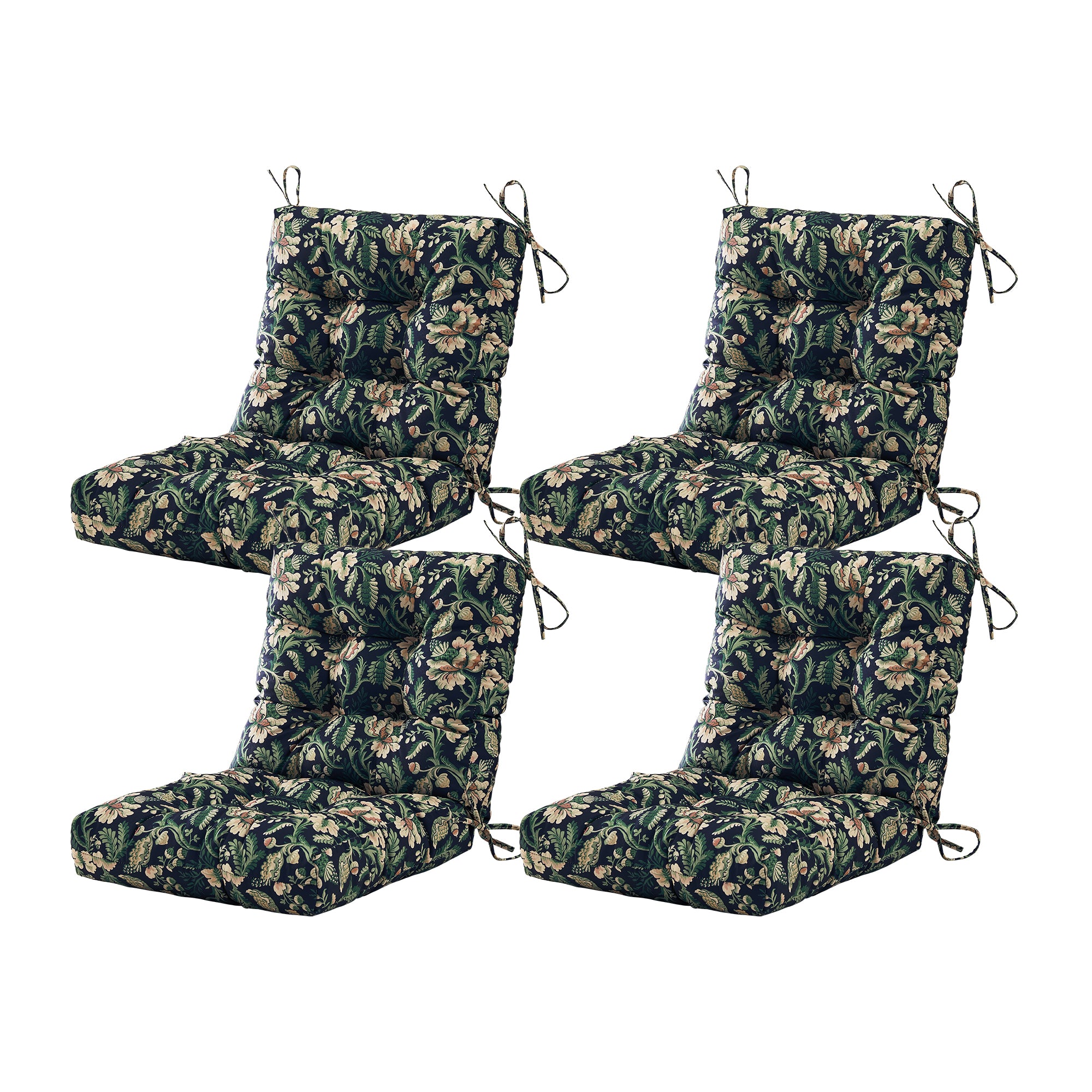 ARTPLAN Patio Chair Cushions Combined Seat and Back,Tufted Outdoor Swivel Chair Cushion with Tie,40"x20"x4",Floral