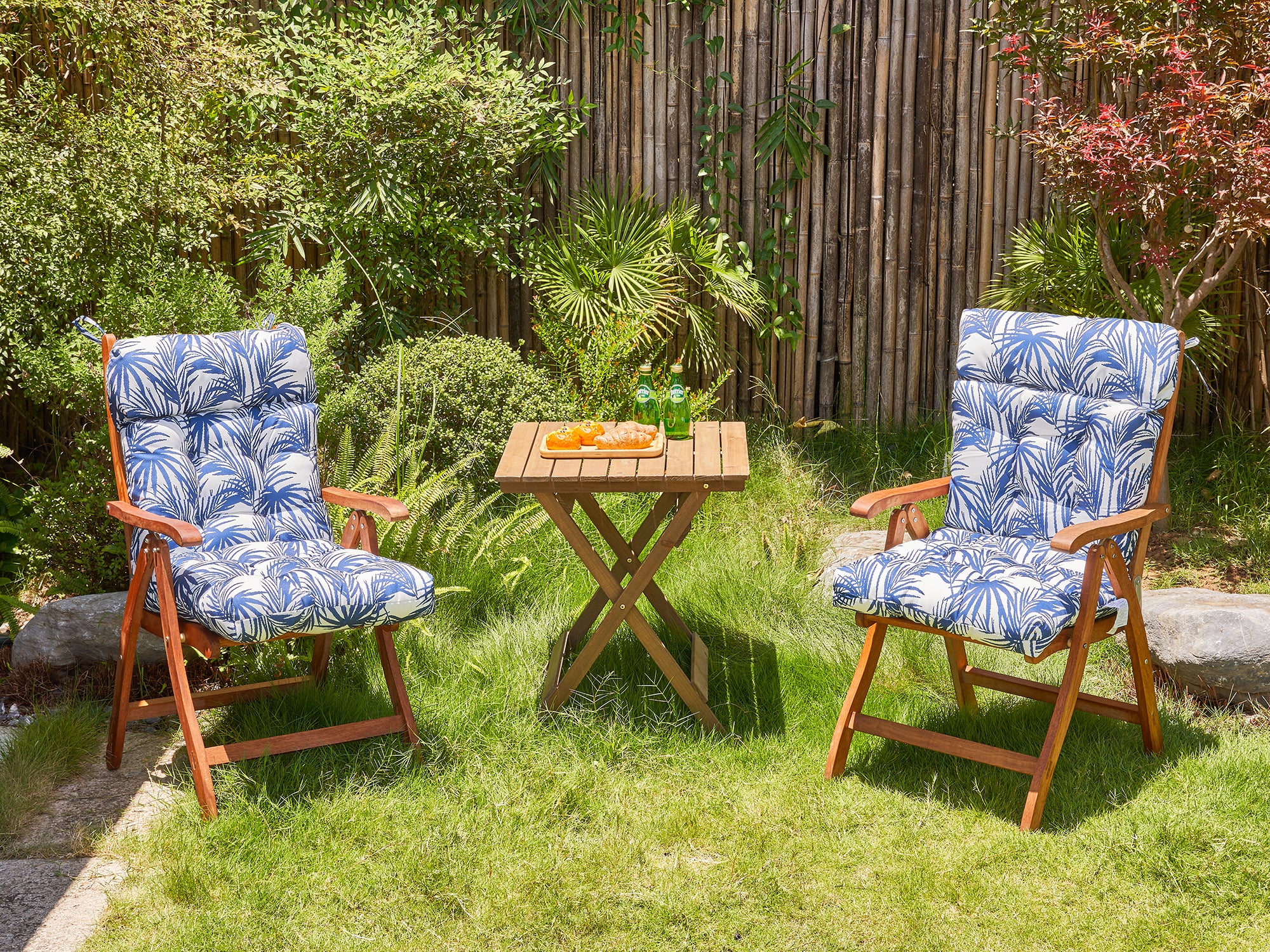 ARTPLAN Patio Chair Cushions Combined Seat and Back,Tufted Outdoor Swivel Chair Cushion with Tie,40"x20"x4"，Floral