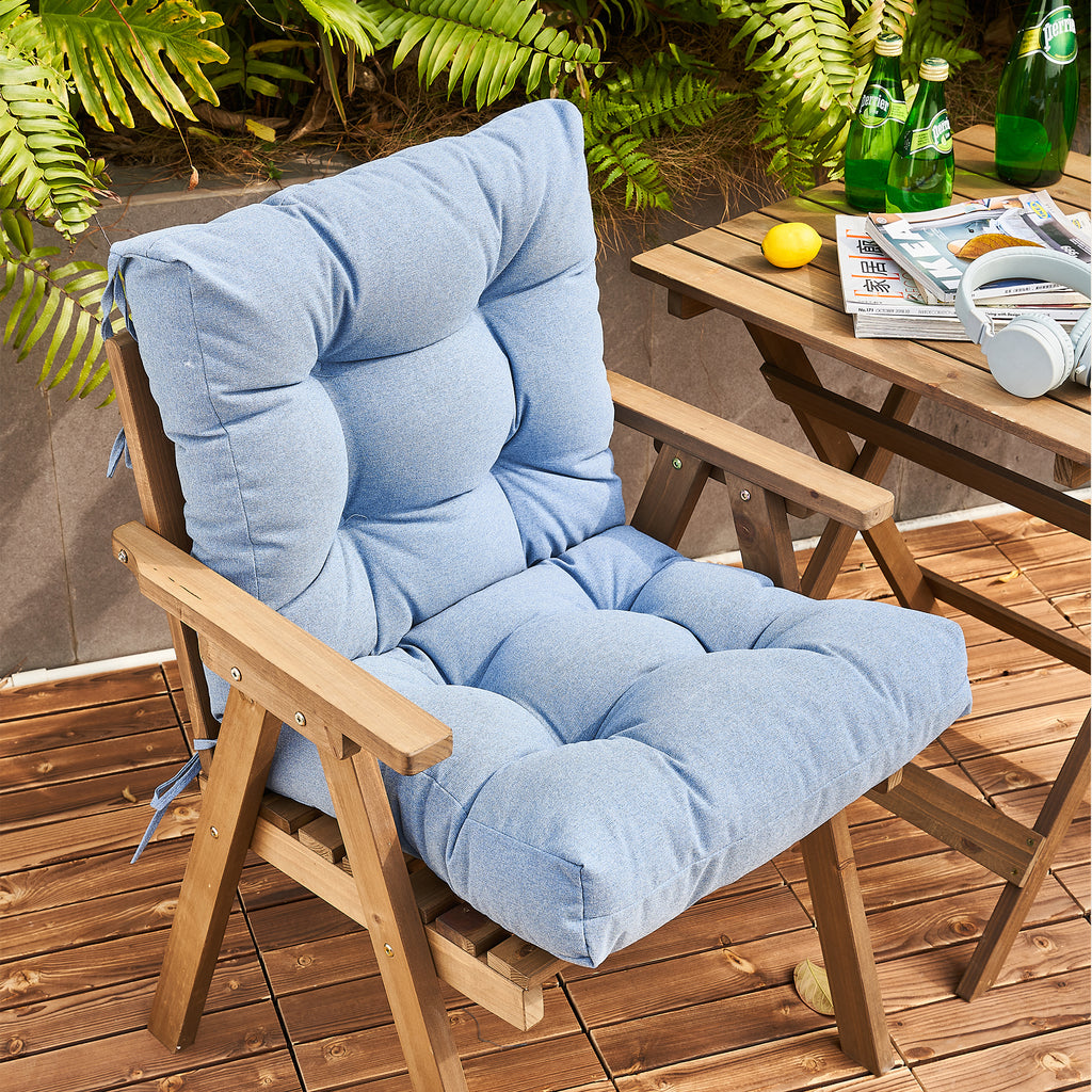 Artplan Outdoor Cushions Wicker Tufted Pillow with Back for Outdoor Furniture, Rocking Chair Cushion Premium Tufted Pads Set of Upper and Lower with Ties